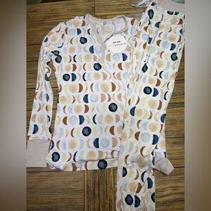 Little Sleepies Moon Phase Pajamas - Blue, Brown, Cream
